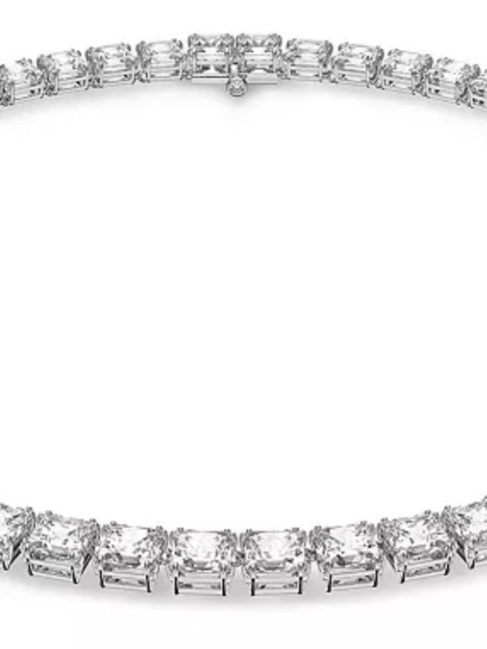 Swarovski Matrix Square Cut Collar Necklace Rhodium Plated 14.87-16.5 In